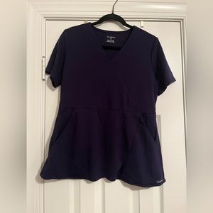 Jaanuu Women's Tulip Mock-Wrap Scrub Top